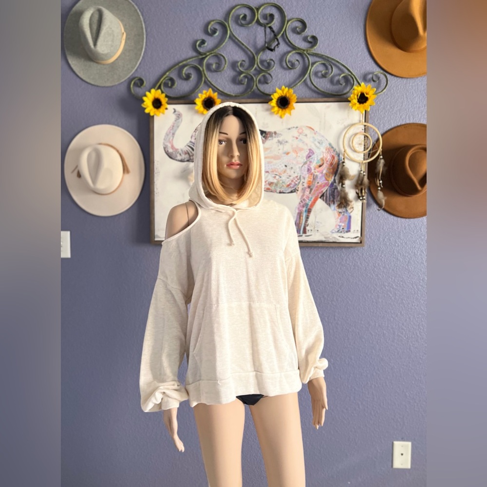 Twenty Second One Sided Open Shoulder Hoodie